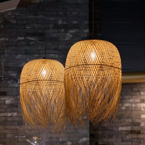 Chinese Bamboo Pendant Lights Led Hang Lamps for Home Luminaire Design Japanese Pendant Loft Hanging Lustre Suspension Fixtures