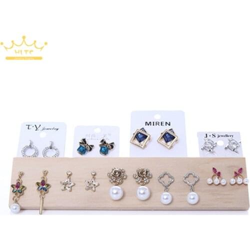 Creative Earring Rack Home Storage Jewelry Rack Solid Wood Hanging Earrings Jam Paper Ear Clip Rack Ring Holder Display Props