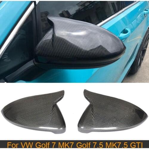 Carbon Fiber Rearview Mirror Cover For VW Golf 7 MK7 VII Golf 7.5 MK7.5 GTI 2014-2018 Side Mirror Caps Covers Replace Horn ABS