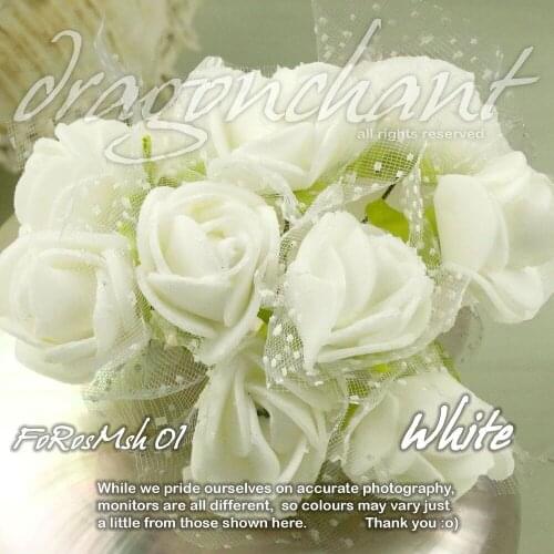 2-2.5cm Head Pick Color Foam Mini Flower Bouquet With Organza Solid Color Artificial Rose For Wedding Decoration(48pcs/lot)