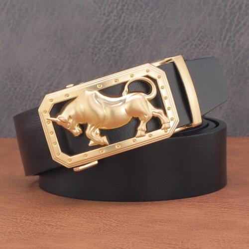 High Quality bull Automatic Buckle luxury brand balck belts men 3.5 wide designer genuine leather Upscale Waist Strap for jeans