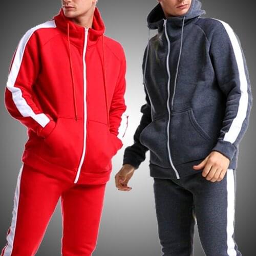 2021 Fashion Color Matching Mens Hoodies Tracksuits Set Men Striped Zipper Hoodies Pants Suit Male Casual Hooded Sweatshirt Set