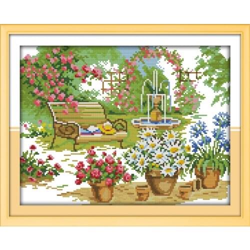 The beautiful garden cross stitch kit 18ct 14ct 11ct count printed canvas stitching embroidery DIY handmade needlework