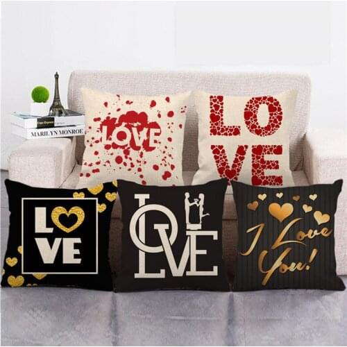 GZTZMY Pillow Cover Housse De Coussin Valentines Day Gift Cushion Covers 45*45cm Artificial Linen Pillowcases Housse Coussin