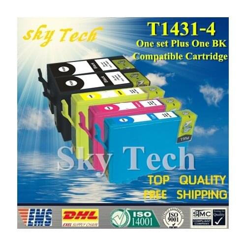 One set Plus One BK Compatible Cartridge For T1431 - T1434 , For Epson 900WD 940FW 960FWD WP-7011 WP-7018 WP-7511 WP-7521 etc