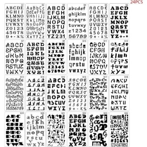 24pcs/set Alphabet Letters Drawing Template Stencil Painting Embossing Scrapbook B95C