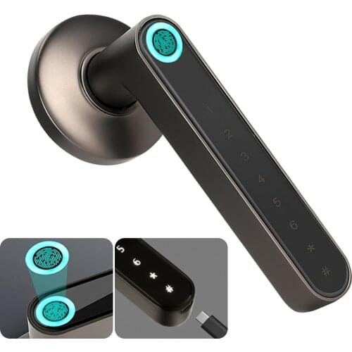Smart Door Lock Fingerprint Handle Lock Rechargeable Bluetooth App Control Electronic Password Locks For Bedroom House