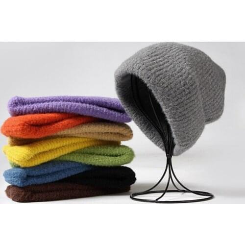 VISROVER 9 colors solid Mink Wool Feeling beanies winter hat for woman best matched woman Autumn Warm skullies gift Wholesales