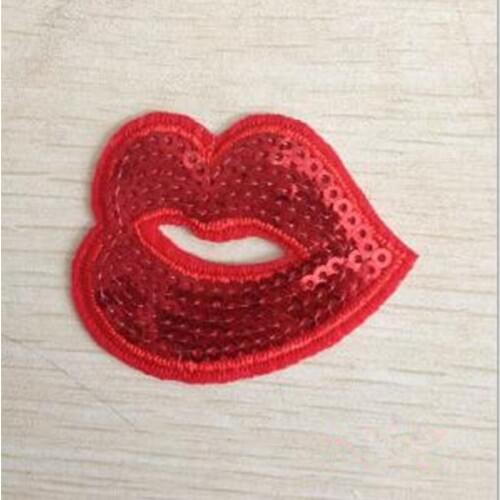 Embroidered iron on patches for clothes sequins patch Red Lips pineapple strawberry deal with it clothing DIY Motif Applique