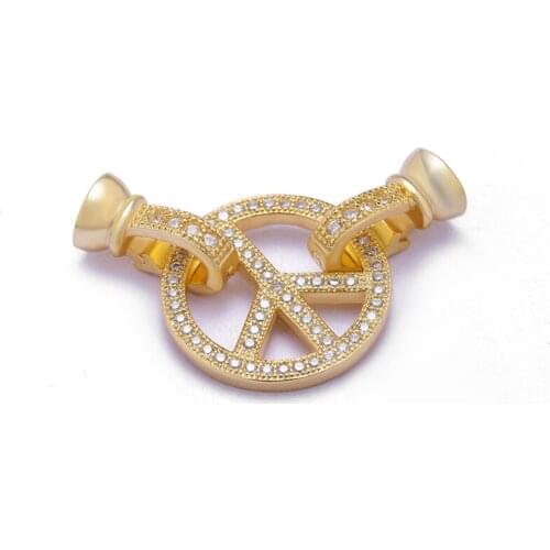 Peace Clasps For Jewelry Making Gold Silver Rose Gold Color Copper Zircon Clasp Connector DIY Pearls Beads Jewellery Findings