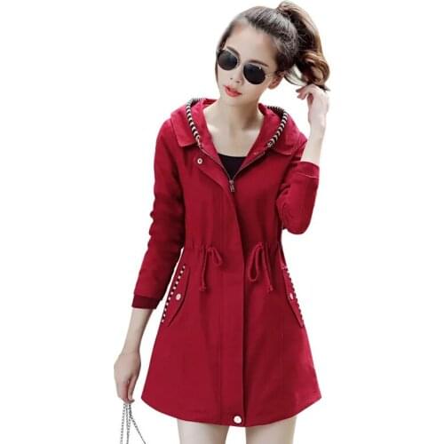 Womens Windbreaker 2021 Autumn New Korean Fashion waist slim Jacket Female Windbreaker Coat Lining Plus Size 3XL Lady Outerwear