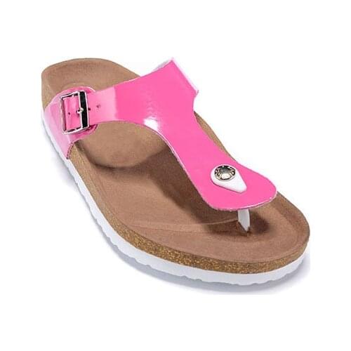 Famous brand ladies beach buckle flip flops German cork white rubber sole sandals with brand box Drop Shipping