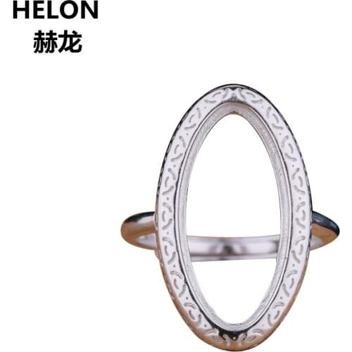 925 Sterling Silver Women Engagement Wedding Ring 10x21mm Marquise Cabochon Semi Mount Ring Setting Adjustable Wholesale