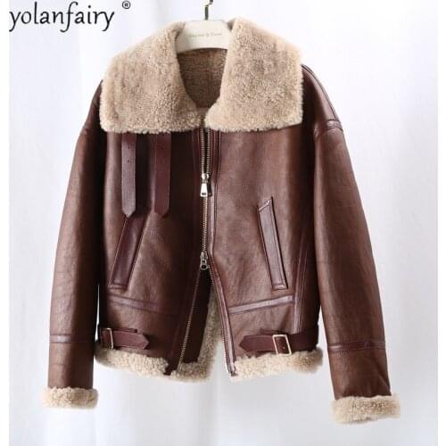 Winter Clothes Women Real Fur Coat Lamb Fur Jacket Motorcycle Sheepskin Coat Shearling Jackets Warm Veste Femme Hiver 2020 KJ