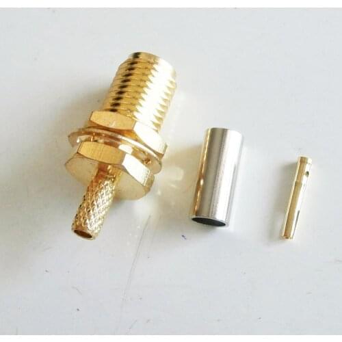 1X New RF Connector SMA Female plug Crimp for RG316 RG174 RG179 LMR100 Cable With O-ring Bulkhead Panel Nut Brass