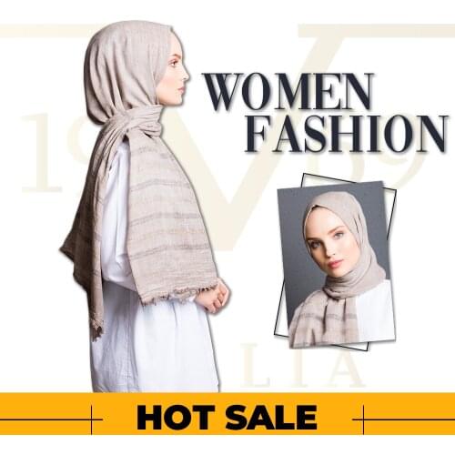 2020 Hot Sale Women 75x200 cm Beige Cotton Shawl Silky Scarf Muslim Hijab Wrap Female Neck Warm Headband Face Mask Lady