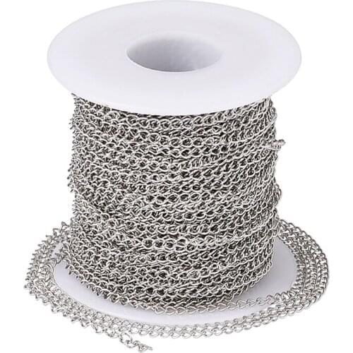 25m/Roll 3x2x0.5mm Stainless Steel Curb Chains Twisted Chains for Jewelry Making DIY Bracelet Necklace Accessories