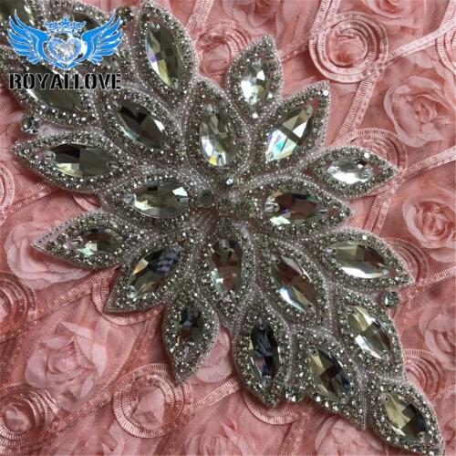 30Pcs)Handmade Luxury Heavy Beaded Glass Rhinestones Appliques Banding Accessory DIY For Bridal Gown Belt wedding craft patch