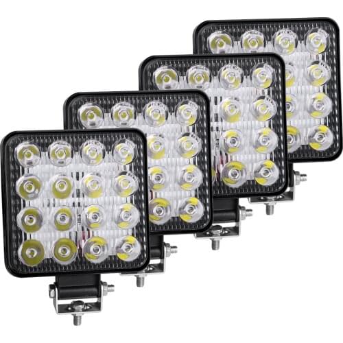 4X Led Light Bar Worklight 48W 16LED Offroad Work Light 12V Spotlight For 4x4 LED SUV ATV 4i Bar Tractor Headlight Bulbs White
