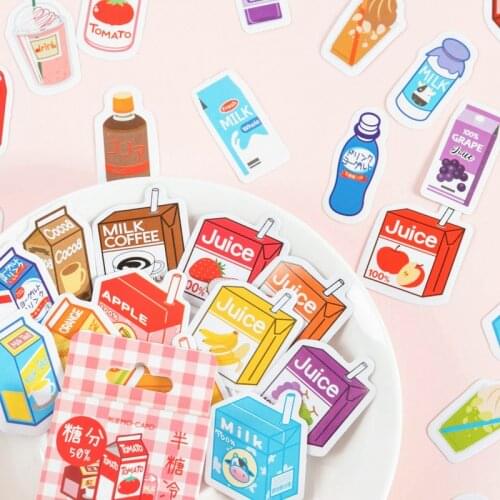 45 Pieces Boxed Stickers Half Sugar Cold Drink Shop Cute Scrapbooking Adhesive Paper Flake Decoration DIY Stickers Stationery