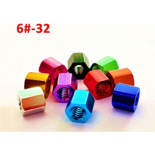 5PCS 6#-32 UNC Spacing Screws Nuts Hex Standoff Spacer Column Flat Head Double Pass Aluminum Alloy Multiple Color