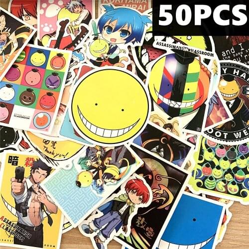 Big 50-Pack Cute Assassination Classroom Trendy Stickers for Teens Kids Perfect for Tablet PC Laptop Notebook Phone Skateboard
