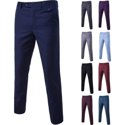 New Spring Autumn Mens Business Casual Pants Fashion Solid Business Trousers Male Suit Pants Black Blue Gray Pants Plus Size 40
