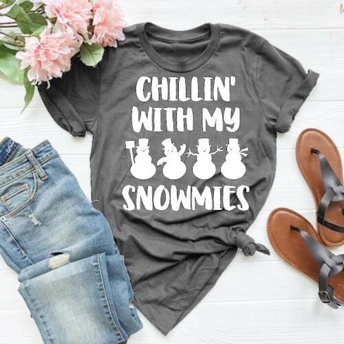 Chillin with my Snowmies Shirt Christmas gift Merry Christmas outfit 90s women fashion unisex funny graphic t-shirt holiday tees