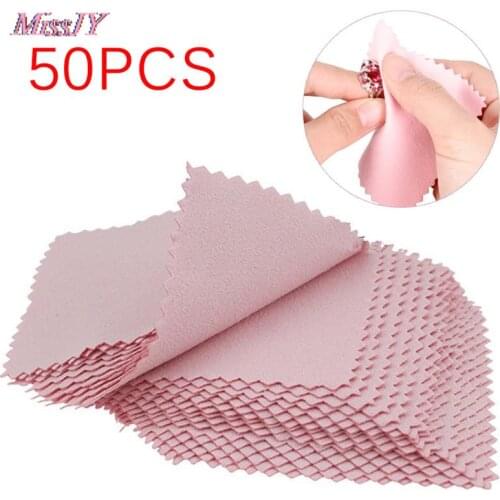 50 Pcs/Bag Clean Cleaning Cloth Polishing Cloth for Sterling Silver Gold Platinum Jewelry Anti Tarnish 8cm*8cm