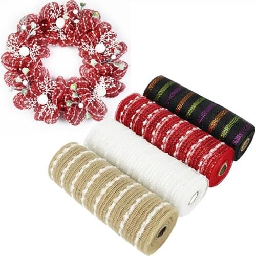 26cm*10 Yards Christmas Wreath Decoration Mesh Flower Packing Net Bow Gauze Net Party DIY Halloween Holiday Festival Supplies