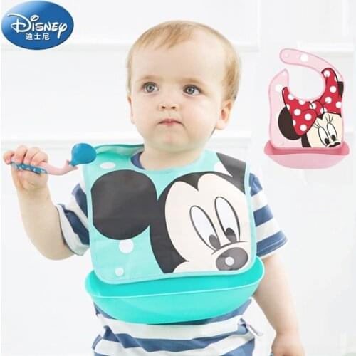 Disney Minnie Mickey Baby Bibs Waterproof Baby Bibs for Kids Boy Girl Fedding Bibs Foldable Bibs Infant Saliva Towels