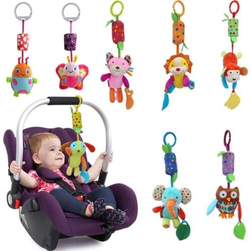 Baby Rattles 35cm 6 style Soft Plush Toy Sound Teether Cute Monkey Dog Lion Owl Toy Car Ring Bell Crib Infant Baby Doll B0947