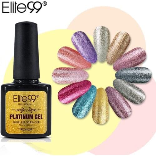 Elite99 10ml Platinum Color Nail Gel Varnish Semi Permanent Nail Art Glitter Pearl Gelpolish Lacquer Soak off UV Gel Nail Polish