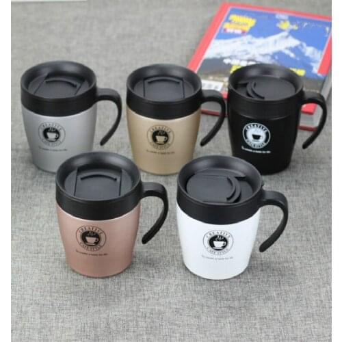 Coffee Cup Handle Mug Stainless Steel Business Insulated Cup Coffee Cup with Spoon Water Cup Thermos Mug 300ml