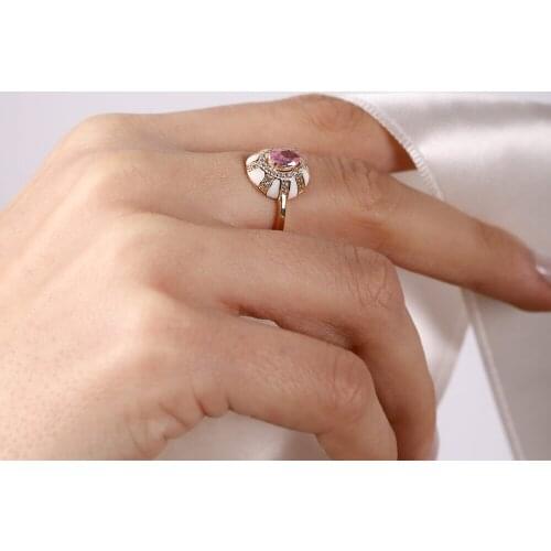 White Gold Ring 14 Carat Enamel Ovals Handy Custom Craftsmanship Gift Gold Special Occasions Design Shiny Elegant Jewelry