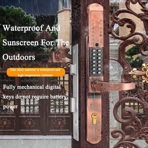 LSTABAN Zinc Alloy Single-sided Sliding Cover Mechanical Password Lock Password Key Unlocking Courtyard Villa Outdoor Door Lock