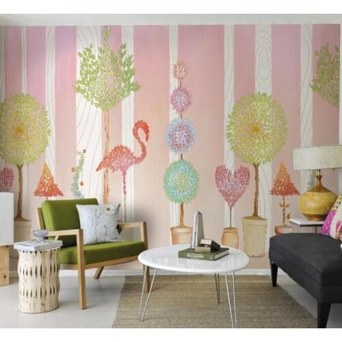 Bacaz Pink 3D Cartoon Wallpaper Mural 3d Wall Photo Mural for kids Room Kindergarten sofa Background 3d Cartoon wall paper Decor