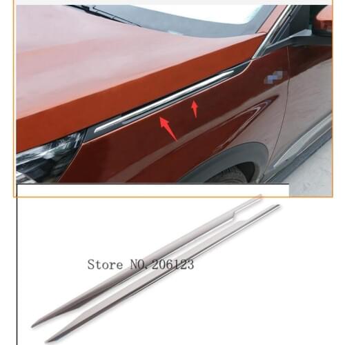 New Arrival Accessories Stainless steel Side Air Vent Hood Intake Fender Cover Trim Decoration for Peugeot 3008 5008 2017-2018