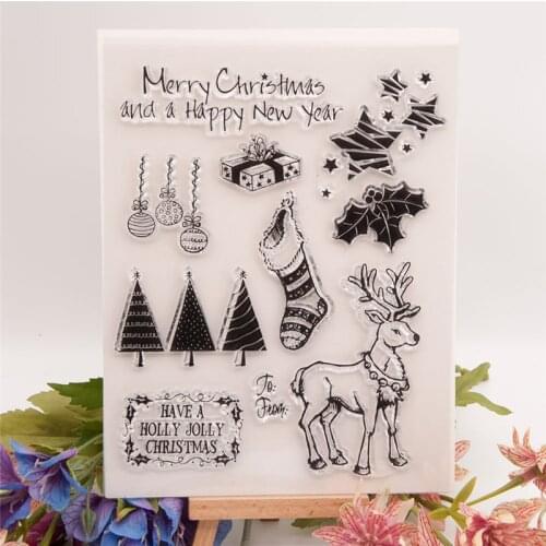 NEW Cling Stamp of Sock Leaf Star Merry Christmas Deer Stant Tree Scrapbooking Paper DIY Card Clear Seal Transparent Ink Stencil