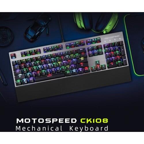 Original Motospeed CK108 Mechanical Keyboard Gaming Wired 104 Key RGB Backlit blue switch Backlight for Gamer PC desktop Hebrew