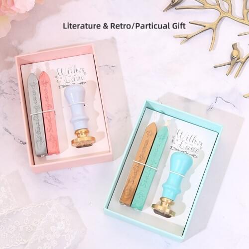 Retro European style fire paint seal wax seal stick stamp letter wood handle sleeve wedding invitation signature