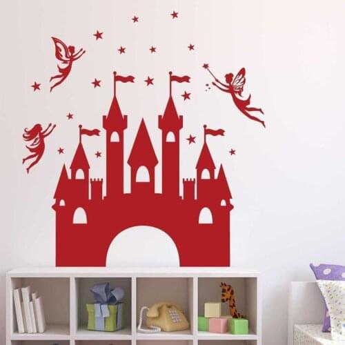 Princess Castle Wall Decal Personalized Magical Fairies Vinyl Stickers Girls Bedroom Nursery Playroom Home Decor Wallpaper Q724