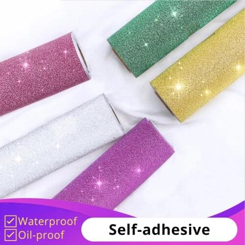 Self Adhesive Shining Glitter Wallpaper Waterproof Shiny Wall Sticker Gift Package Home Decor Paper Furniture Decorative Decals