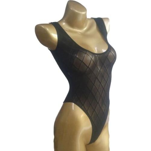 Sexy Women Shiny See Through High Cut Bodysuit Transparent Open Crotch Erotic Lingerie Underwear Body Suits Club Wear F11