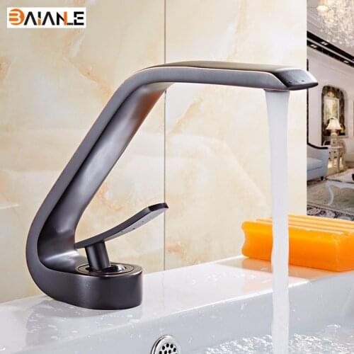 Basin Faucet Art Brass Oil Rubbed Bronze Black Bathroom Faucet Lavatory Vessel Sink Basin Mixer Tap Cold and Hot Water Tap