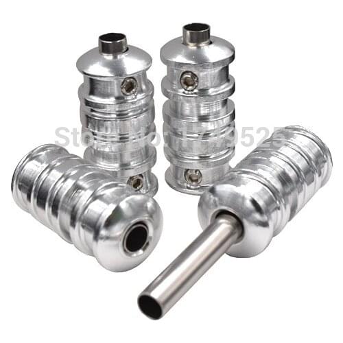 Tattoo 5pcs/lot Professional Silver Color Aluminum Tattoo Grips Set for Tattoo Machine Gun Handle Tattoo Accessory