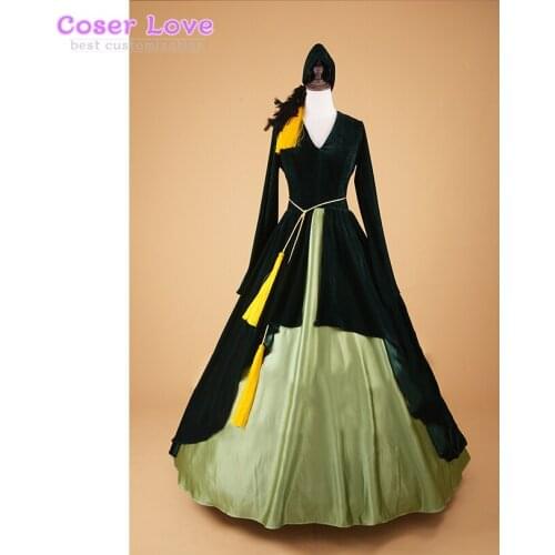 Dark green velvet dress Retro dress Cosplay Costume Halloween Christmas Costume