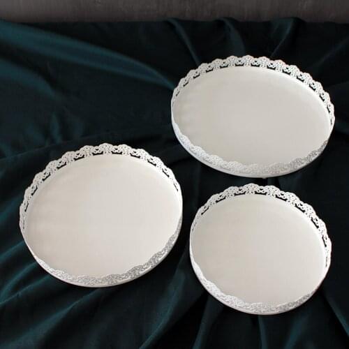 Cake display tray 8''/10''/12''round cake stand white iron dessert platter Home baking &pastry decoration supplier cake tools