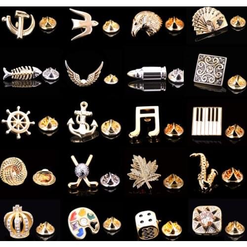 Wn summer new high quality brass electroplating 18K Gold luxury Gold Brooch mens Lapel Pin mens scarf hat backpack Badge