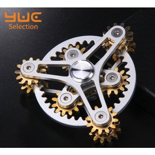 YUC Delicateness Gear Hand Spinner All Copper Fidget Spinner Nine Teeth Linkage EDC Metal Alloy Spinner Focus Toys Stress Relief